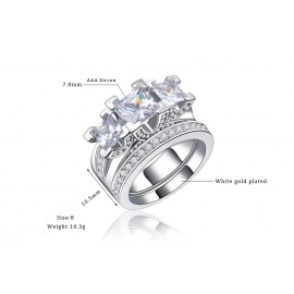 Hot Platinum-Plated Ring Set Cubic AAA Zirconia Pave Ring Set For Women(6-9) 