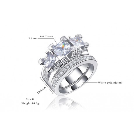 Hot Platinum-Plated Ring Set Cubic AAA Zirconia Pave Ring Set For Women(6-9)