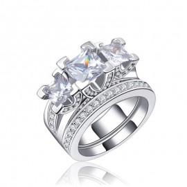 Hot Platinum-Plated Ring Set Cubic AAA Zirconia Pave Ring Set For Women(6-9)