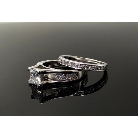 Fashion Gold Plated Ring Set Round AAA Zirconia Diamond Ring Sets For Women(5-10)