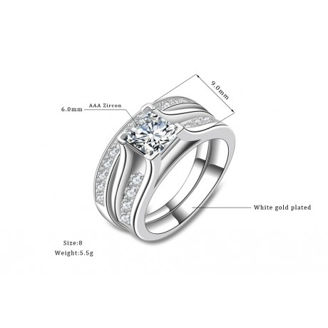 Fashion Gold Plated Ring Set Round AAA Zirconia Diamond Ring Sets For Women(5-10)
