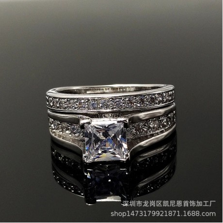 Fashion Gold Plated Ring Set Round AAA Zirconia Diamond Ring Sets For Women(5-10)