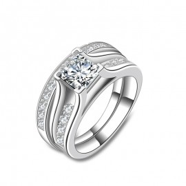 Fashion Gold Plated Ring Set Round AAA Zirconia Diamond Ring Sets For Women(5-10) 