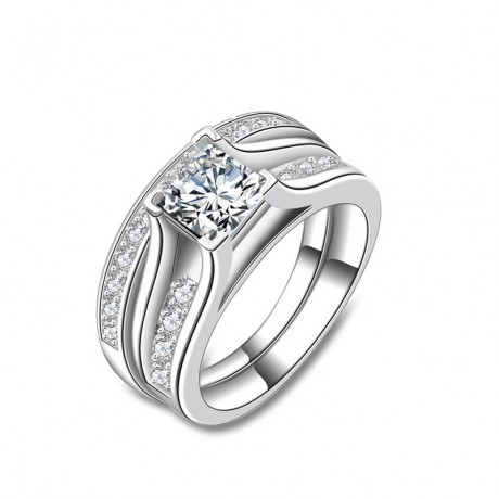 Fashion Gold Plated Ring Set Round AAA Zirconia Diamond Ring Sets For Women(5-10)