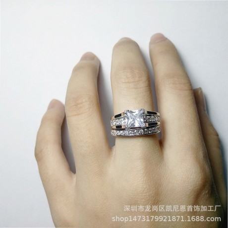 Fashion Gold Plated Ring Set Round AAA Zirconia Diamond Ring Sets For Women(5-10)