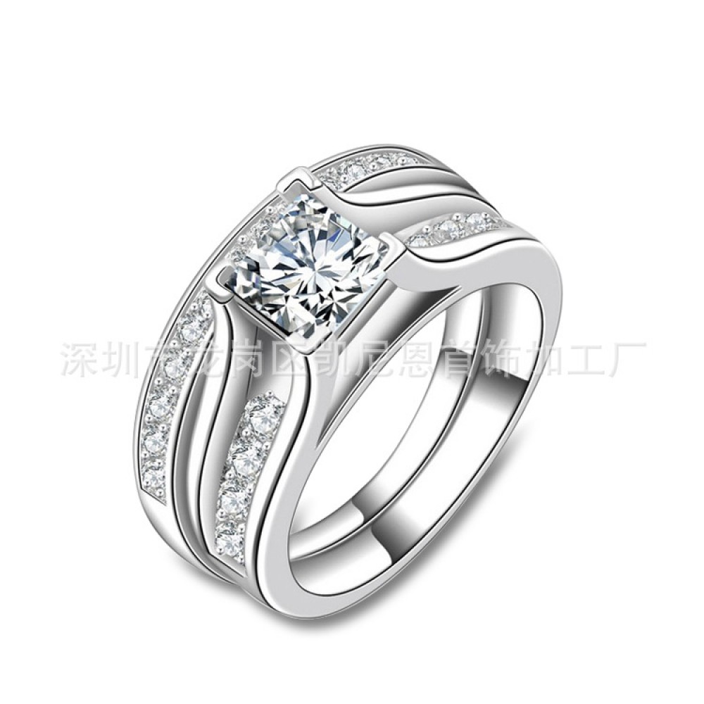 Fashion Gold Plated Ring Set Round AAA Zirconia Diamond Ring Sets For Women(5-10)