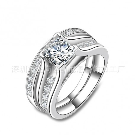 Fashion Gold Plated Ring Set Round AAA Zirconia Diamond Ring Sets For Women(5-10)