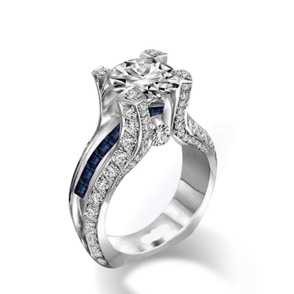 Luxury 925 Sterling Silver Ring Set Round AAA Zirconia Diamond Rings Set For Women(6-8)