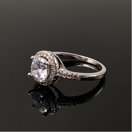 Fashion Platinum-Plated Rings Round Zirconia Diamond Engagement Rings For Girls(6-9)