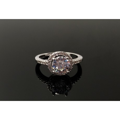 Fashion Platinum-Plated Rings Round Zirconia Diamond Engagement Rings For Girls(6-9)