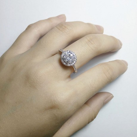 Fashion Platinum-Plated Rings Round Zirconia Diamond Engagement Rings For Girls(6-9)