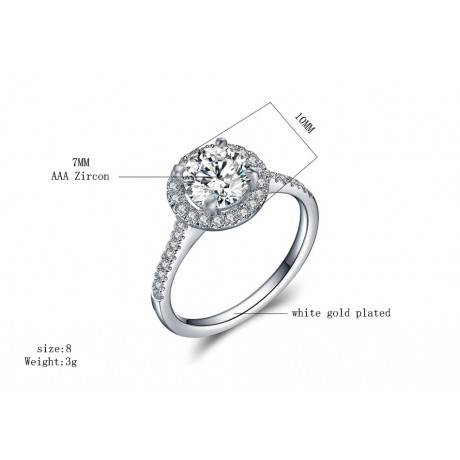 Fashion Platinum-Plated Rings Round Zirconia Diamond Engagement Rings For Girls(6-9)