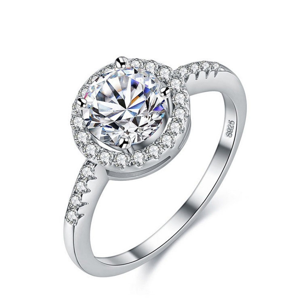Fashion Platinum-Plated Rings Round Zirconia Diamond Engagement Rings For Girls(6-9)