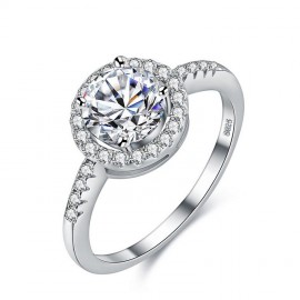 Fashion Platinum-Plated Rings Round Zirconia Diamond Engagement Rings For Girls(6-9)