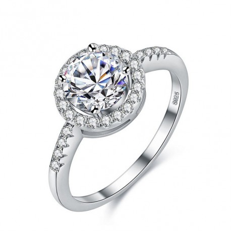 Fashion Platinum-Plated Rings Round Zirconia Diamond Engagement Rings For Girls(6-9)