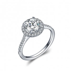 Fashion Platinum-Plated Rings Round Zirconia Diamond Engagement Rings For Girls(6-9) 