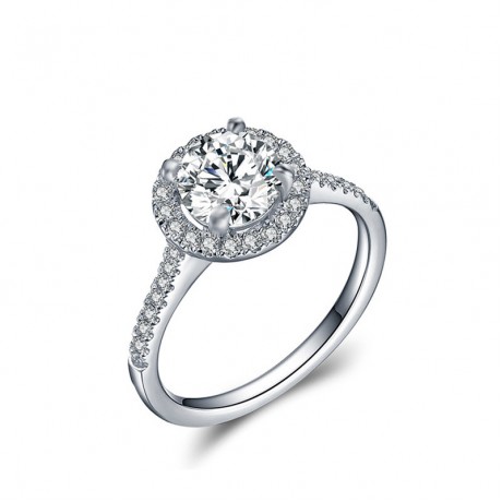 Fashion Platinum-Plated Rings Round Zirconia Diamond Engagement Rings For Girls(6-9)
