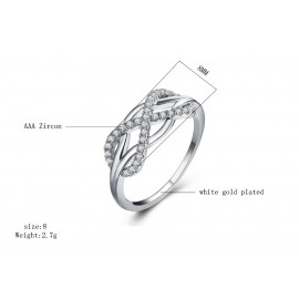 Unique Twist Ring Diamond Platinum-Plated Rings For Girls And Women(6-9) 
