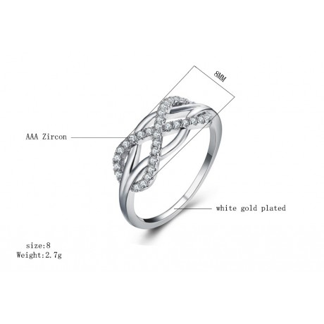Unique Twist Ring Diamond Platinum-Plated Rings For Girls And Women(6-9)