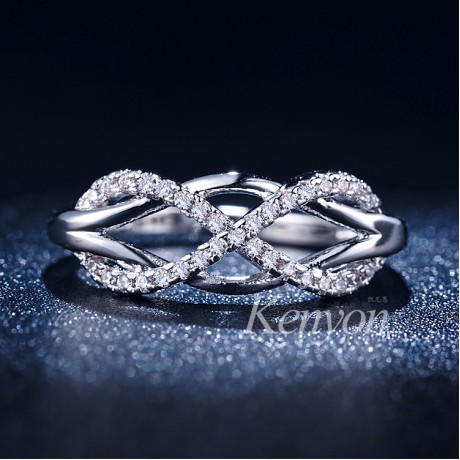 Unique Twist Ring Diamond Platinum-Plated Rings For Girls And Women(6-9)