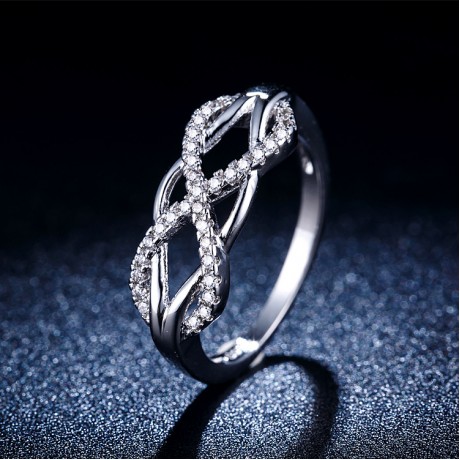Unique Twist Ring Diamond Platinum-Plated Rings For Girls And Women(6-9)