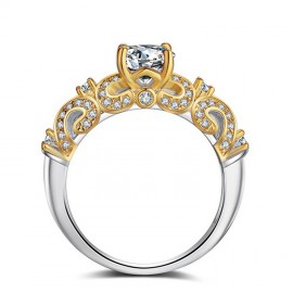 Vintage Retro Gold Plated Rings Round Simulated Diamond Rings For Girls And Women(6-9) 