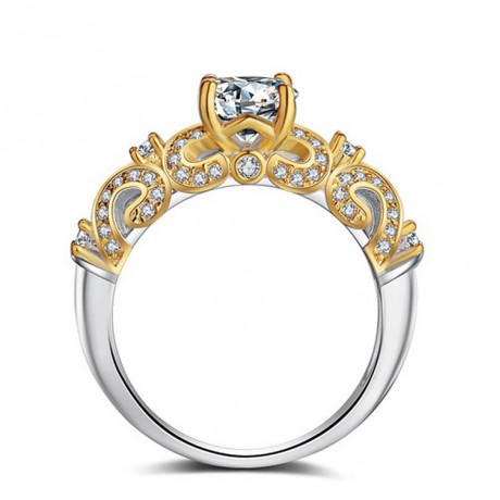 Vintage Retro Gold Plated Rings Round Simulated Diamond Rings For Girls And Women(6-9)
