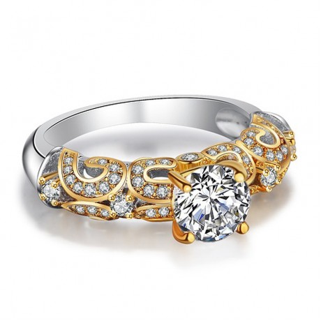 Vintage Retro Gold Plated Rings Round Simulated Diamond Rings For Girls And Women(6-9)