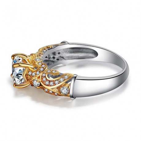 Vintage Retro Gold Plated Rings Round Simulated Diamond Rings For Girls And Women(6-9)