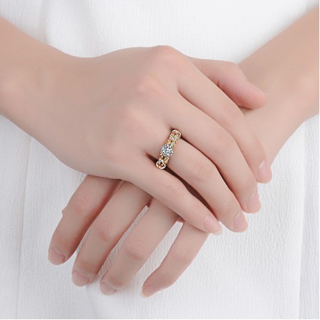 Vintage Retro Gold Plated Rings Round Simulated Diamond Rings For Girls And Women(6-9)