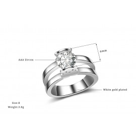 White Gold Plated Fashion Ring Cute Bear Zirconia Ring For Girls And Women(6-9) 