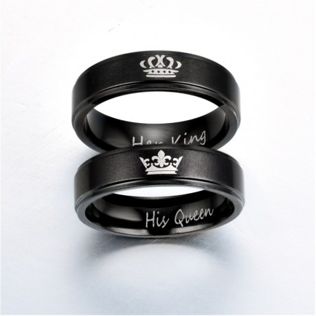Stainless Steel Couple Rings King And Queen Crown Promise Rings For Boys And Girls(5-12)