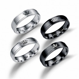 Stainless Steel Couple Rings King And Queen Crown Promise Rings For Boys And Girls(5-12) 