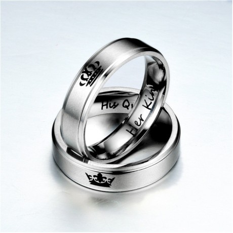 Stainless Steel Couple Rings King And Queen Crown Promise Rings For Boys And Girls(5-12)