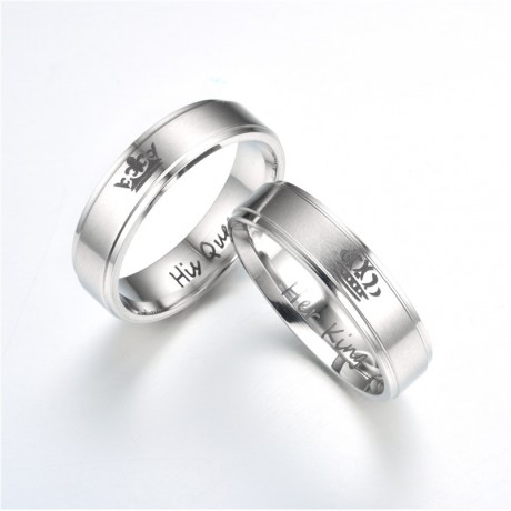 Stainless Steel Couple Rings King And Queen Crown Promise Rings For Boys And Girls(5-12)