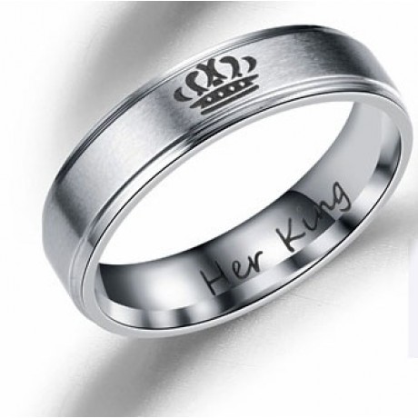 Stainless Steel Couple Rings King And Queen Crown Promise Rings For Boys And Girls(5-12)