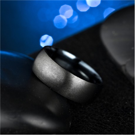Simple Titanium Steel Band Black Smooth Surface Ring For Women And Men(6-13)