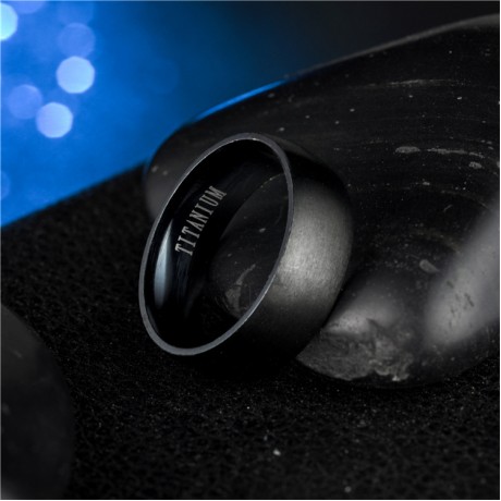 Simple Titanium Steel Band Black Smooth Surface Ring For Women And Men(6-13)