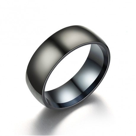Simple Titanium Steel Band Black Smooth Surface Ring For Women And Men(6-13)