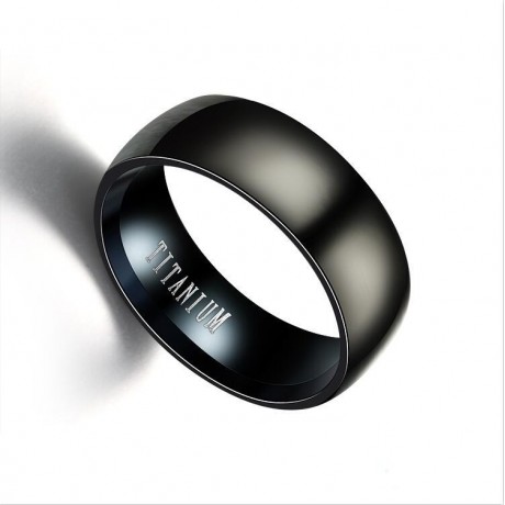 Simple Titanium Steel Band Black Smooth Surface Ring For Women And Men(6-13)