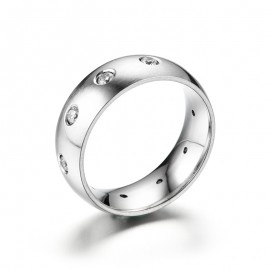 Zirconia Stainless Steel Band Fashion Silver Band Ring For Women And Men(5-13)