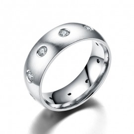 Zirconia Stainless Steel Band Fashion Silver Band Ring For Women And Men(5-13) 