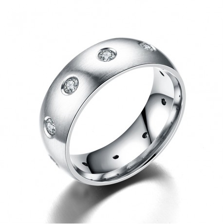 Zirconia Stainless Steel Band Fashion Silver Band Ring For Women And Men(5-13)