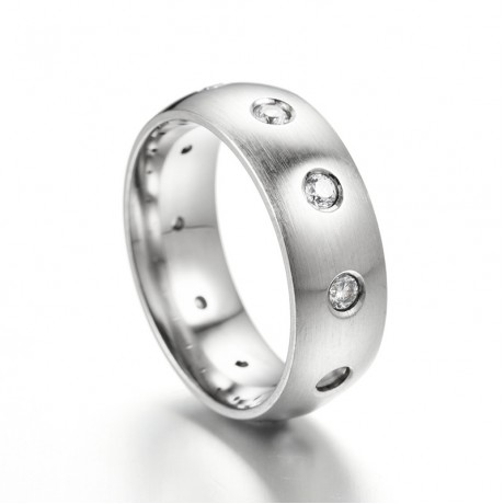Zirconia Stainless Steel Band Fashion Silver Band Ring For Women And Men(5-13)