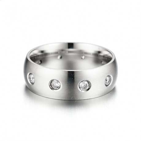 Zirconia Stainless Steel Band Fashion Silver Band Ring For Women And Men(5-13)
