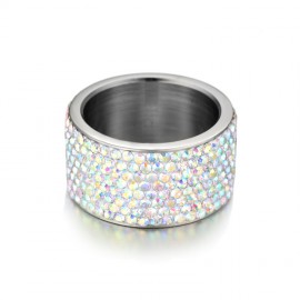 Stainless Steel Czech Drill Band Rings For Women And Men(6-9) 