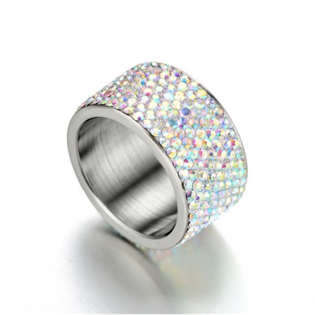 Stainless Steel Czech Drill Band Rings For Women And Men(6-9)