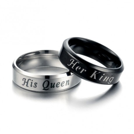Stainless Steel Couple Rings King And Queen Band Ring For Women And Men(6-12)
