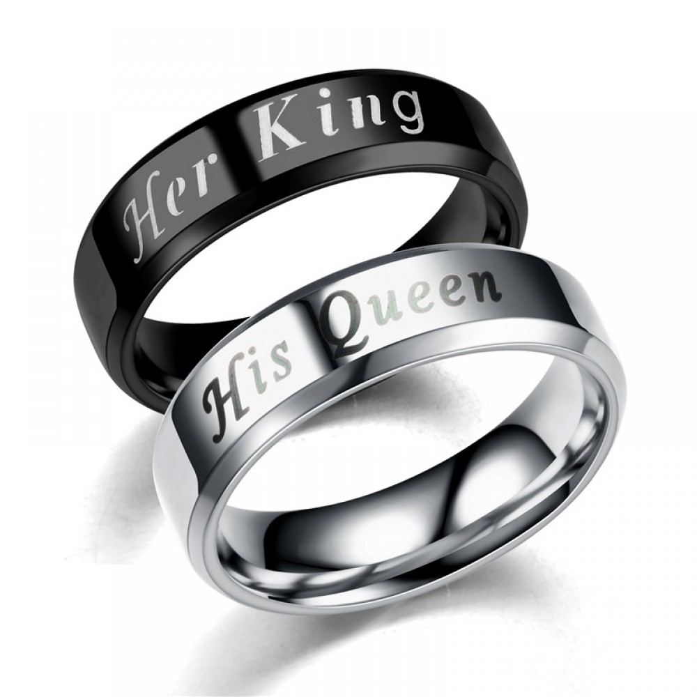 Stainless Steel Couple Rings King And Queen Band Ring For Women And Men(6-12)