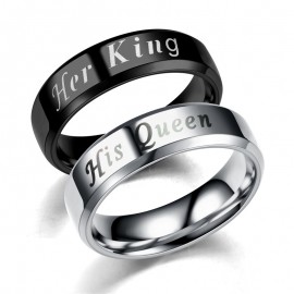 Stainless Steel Couple Rings King And Queen Band Ring For Women And Men(6-12)